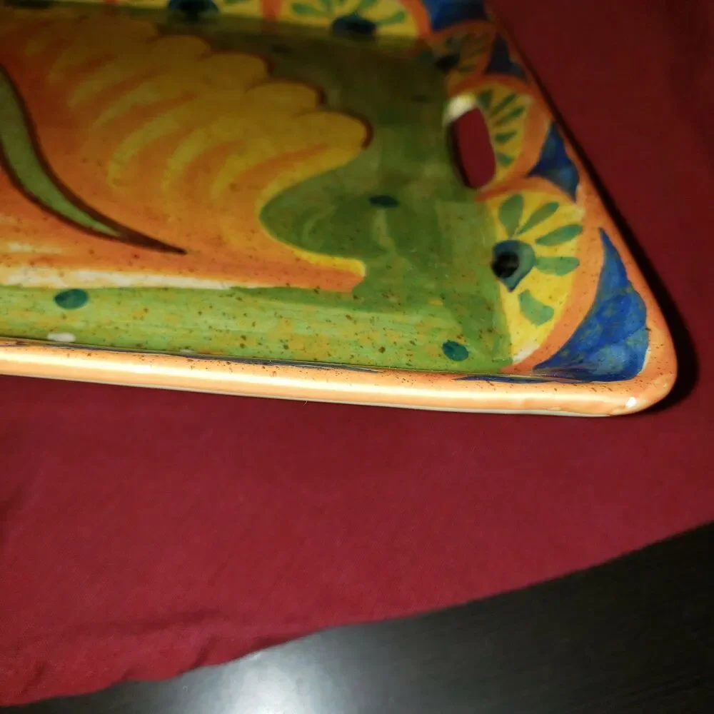Archer Anita Mary Bellini Piu Italy Made Multicolor ceramic Tray Handles 14